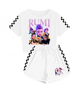 K-pop Demon Hunter Print Girls' Short Sleeve Pajama Set