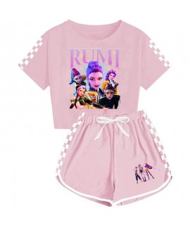 K-pop Demon Hunter Print Girls' Short Sleeve Pajama Set