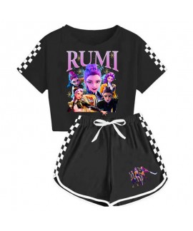 K-pop Demon Hunter Print Girls' Short Sleeve Pajama Set