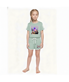 K-pop Demon Hunter Print Girls' Short Sleeve Pajam...