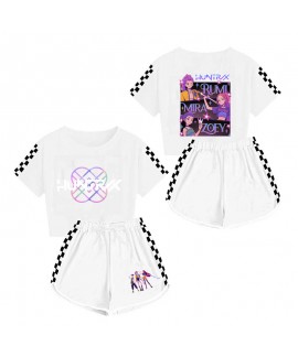 K-pop Demon Hunter Two-Piece Anime Crop Top And Shorts  Pajama Set