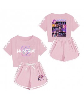 K-pop Demon Hunter Two-Piece Anime Crop Top And Shorts  Pajama Set