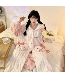 Hello Kitty Plush Fleece Pajama Set For Women Thic...