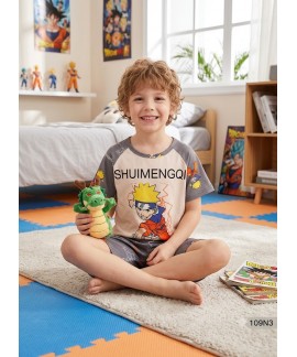 Kids Naruto Pajamas Set Summer Short Sleeve Boys G...