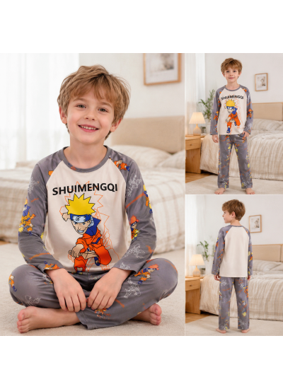 Cute Cartoon Animal Pajama Set for Girls Boys – Soft Polyester Loungewear for Kids Ages 3-8