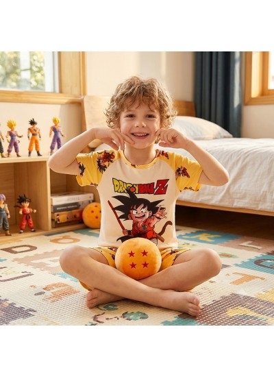 Cartoon Kids Pajama Set Short Sleeve Summer Soft 100% Polyester Sleepwear for Boys Girls 8-16