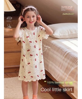 A-Class Cotton Kids Pajama Dress Short Sleeve Summ...
