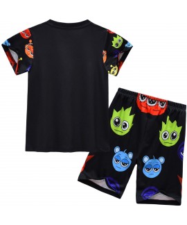 Sprunki Incredibox Boys' 2-Piece Pajama Set - Soft Polyester Short Sleeve & Shorts Loungewear for Kids