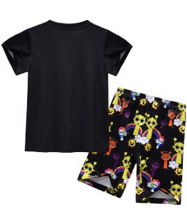 Soft Cotton Blend Kids Pajama Set - Sprunki Incredibox Cartoon Short Sleeve Shorts 2-Piece Loungewear for Boys Girls