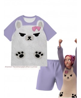 Kpop Demon Hunter Pajama Set - Cute Bear & Train Short Sleeve Shorts for Kids