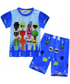 Sprunki Incredibox Kids Pajama Set 2-Piece Short Sleeve Summer Loungewear for Boys Girls 3-8 Years