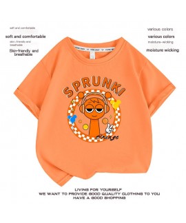Cartoon Sprunki Kids Cotton T-Shirt, Summer Short Sleeve for Boys & Girls, 100-160cm