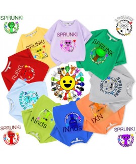 Cartoon Sprunki Kids Cotton T-Shirt, Summer Short ...