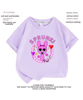 Cartoon Sprunki Kids Cotton T-Shirt, Summer Short Sleeve for Boys & Girls, 100-160cm