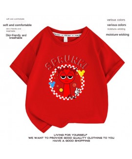 Cartoon Sprunki Kids Cotton T-Shirt, Summer Short Sleeve for Boys & Girls, 100-160cm