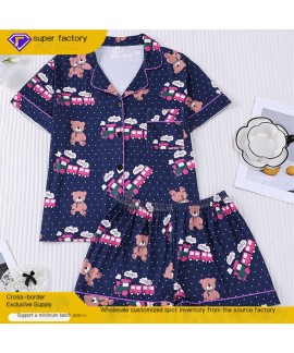 Lightweight Short Sleeve Pajama Set for Women - Po...
