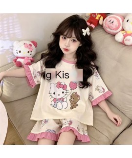 Cloud Cotton Kids Pajama Set Short Sleeve Shorts Cute Cartoon Summer Girls Sleepwear