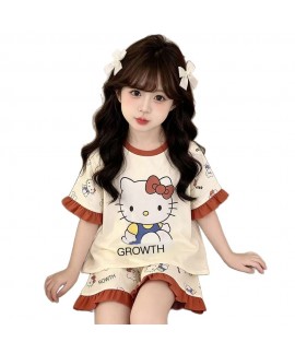 Cloud Cotton Kids Pajama Set Short Sleeve Shorts Cute Cartoon Summer Girls Sleepwear