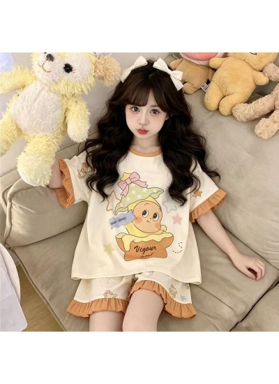 Cloud Cotton Kids Pajama Set Short Sleeve Shorts Cute Cartoon Summer Girls Sleepwear