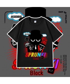 Kids Sprunki Pajama T-Shirt - Breathable Polyester Short Sleeve Cartoon Top for Boys & Girls