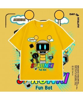 Kids Sprunki Pajama T-Shirt - Breathable Polyester Short Sleeve Cartoon Top for Boys & Girls