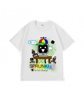Kids Sprunki Pajama T-Shirt - Breathable Polyester Short Sleeve Cartoon Top for Boys & Girls