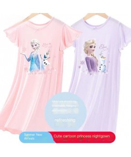 Princess Elsa Summer Nightgown for Girls – Soft Cotton Sleep Dress with Frozen-Inspired Design