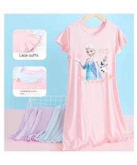 Princess Elsa Summer Nightgown for Girls – Soft Cotton Sleep Dress with Frozen-Inspired Design