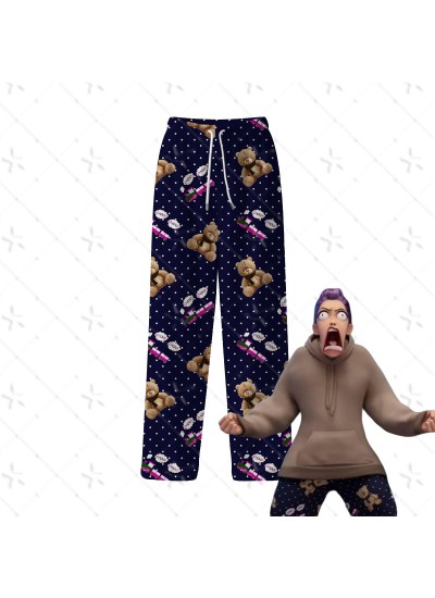 Kpop Demon Hunter RUMI Pajama Pants – Milk Silk Cartoon Straight Leg Lounge Pants for Women