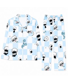 Jujutsu Kaisen Gojo Pajama Set for Women - Cotton Cartoon Anime Sleepwear, Short Sleeve Shorts & Long Pants Options