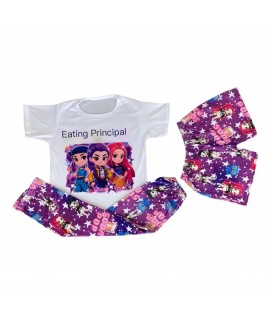 Kpop Demon Hunter Girls Pajama Sets 3 Piece Short ...