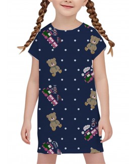 K-pop Demon Hunter Cartoon Print Nightgown – Soft Milk Silk A-Line Dress for Girls
