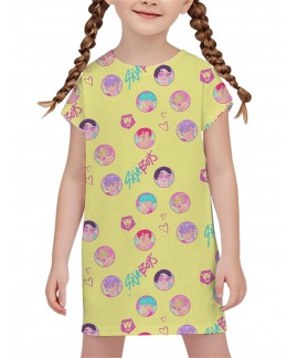 K-pop Demon Hunter Cartoon Print Nightgown – Soft Milk Silk A-Line Dress for Girls