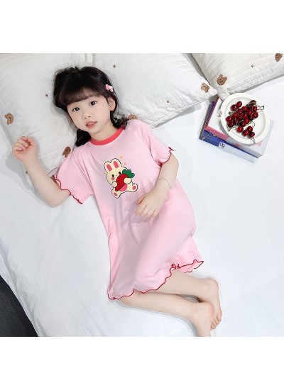 Girls Modal Sleep Dress Summer Kids Pajamas Cute Cartoon Nightgown