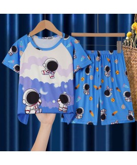 Cartoon Kids Pajama Set Short Sleeve Summer Boys Girls Toddler Sleepwear 2-Piece