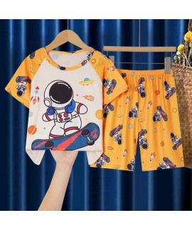 Cartoon Kids Pajama Set Short Sleeve Summer Boys Girls Toddler Sleepwear 2-Piece