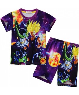 Dragon Ball Print Kids Pajama Set - Ultra-Soft Polyester Short Sleeve Sleepwear for Boys & Girls
