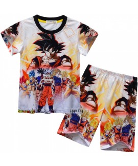 Dragon Ball Print Kids Pajama Set - Ultra-Soft Polyester Short Sleeve Sleepwear for Boys & Girls