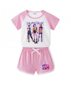 Kpop Demon Hunter Kids Pajama Set – Soft Cotton Summer Short Sleeve T-Shirt & Shorts 2-Piece for Boys Girls
