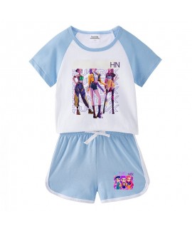 Kpop Demon Hunter Kids Pajama Set – Soft Cotton Summer Short Sleeve T-Shirt & Shorts 2-Piece for Boys Girls