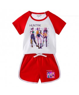 Kpop Demon Hunter Kids Pajama Set – Soft Cotton Summer Short Sleeve T-Shirt & Shorts 2-Piece for Boys Girls