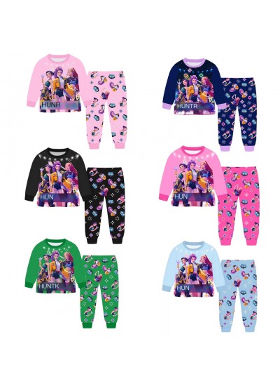 K-pop Demon Hunter Pajamas for Kids – Long Sleeve Sleepwear Set in Soft Milk Silk