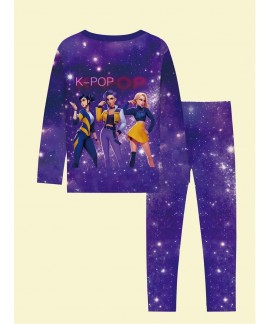 Kpop Demon Hunter Pajamas for Girls – Long Sleeve Soft Sleepwear Set