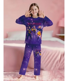Kpop Demon Hunter Pajamas for Girls – Long Sleev...