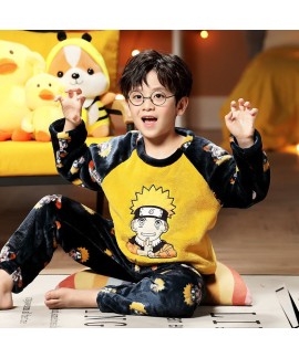 Naruto Boys Pajama Set - Thick Coral Fleece Winter...