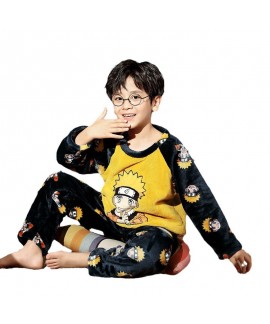 Naruto Boys Pajama Set - Thick Coral Fleece Winter Sleepwear for Kids