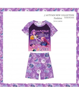 Cartoon Milk Silk Kids Pajama Set Short Sleeve Shorts Summer Girls Loungewear 3-8 Years