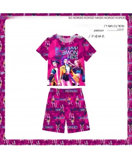 Cartoon Milk Silk Kids Pajama Set Short Sleeve Sho...
