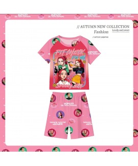 Cartoon Milk Silk Kids Pajama Set Short Sleeve Shorts Summer Girls Loungewear 3-8 Years