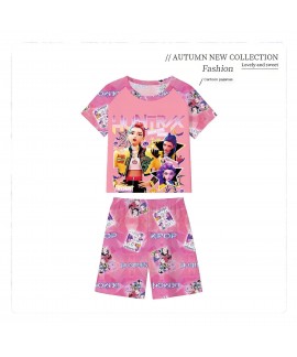 Cartoon Milk Silk Kids Pajama Set Short Sleeve Shorts Summer Girls Loungewear 3-8 Years